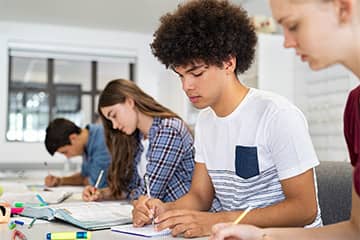 Students working at a desk
