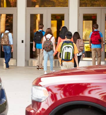 Students walking into school
