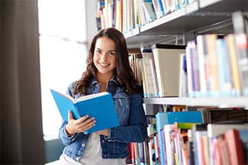 Student in a library
