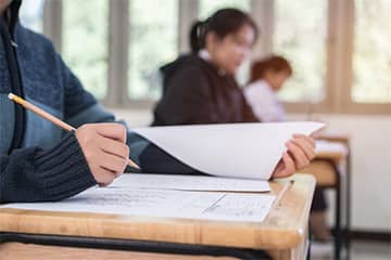 student working on an assignment