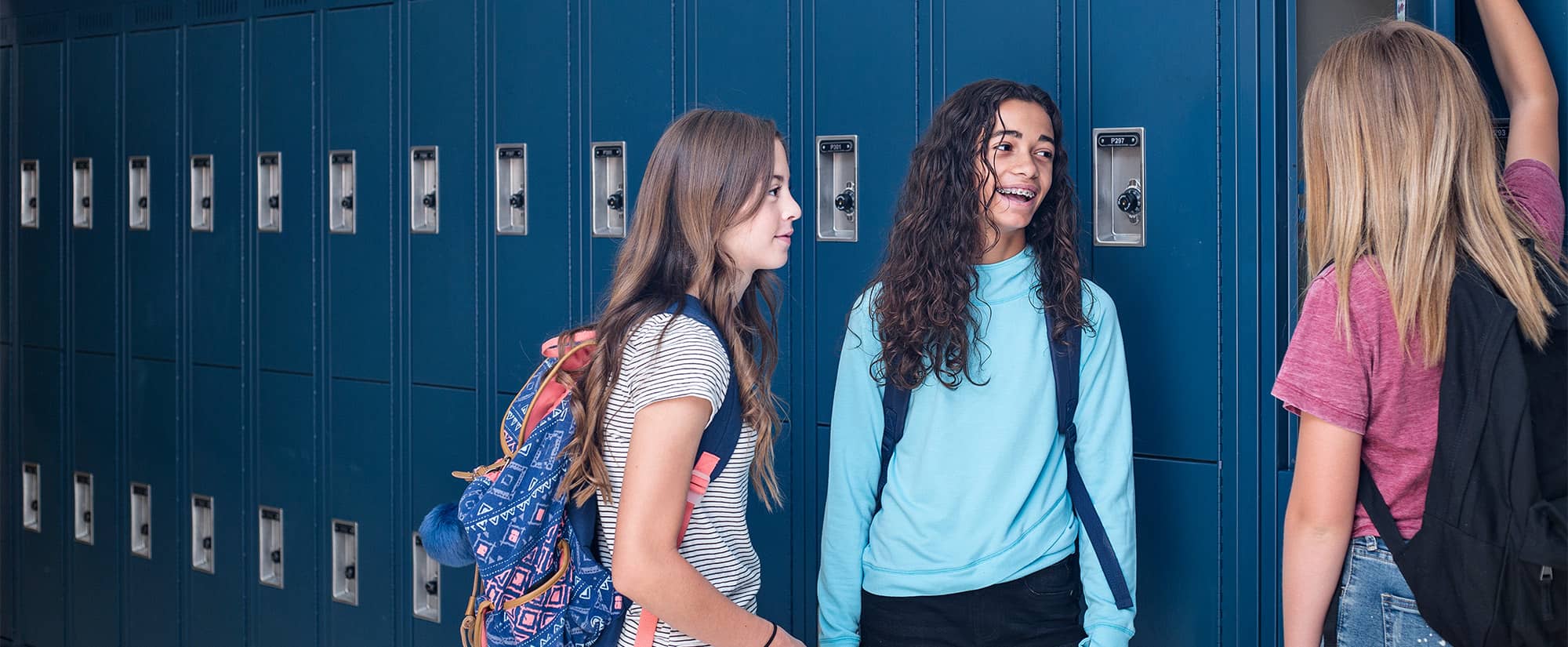 Students chatting at lockers