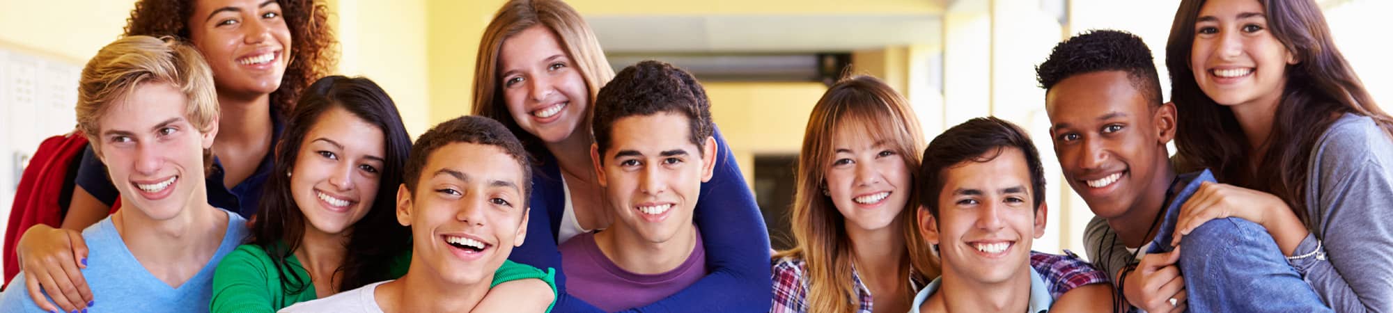 Large group of students smiling