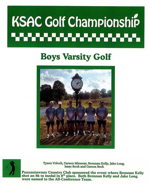 KSAC Golf Championship Boys Varsity Golf team