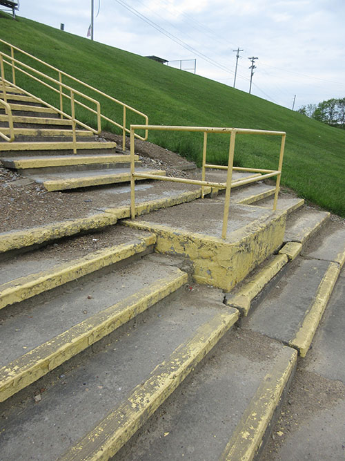 Close up view of stadium stairs