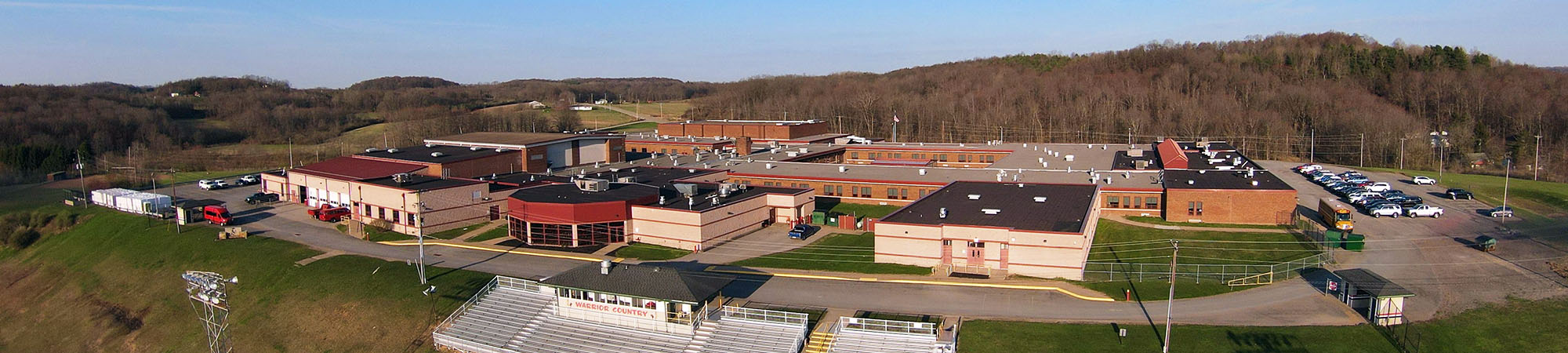 Aerial view of school campus