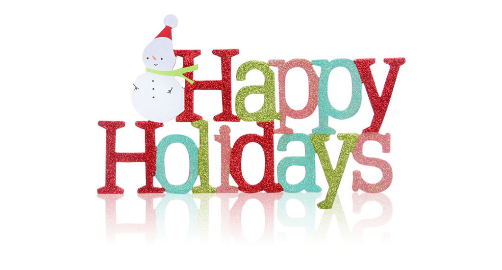 Happy Holidays sign with a snowman