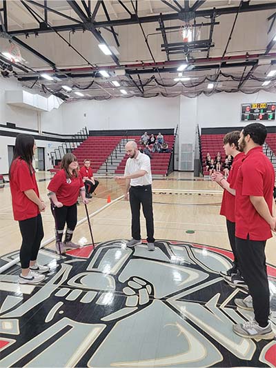 bocce ball team meeting with coach