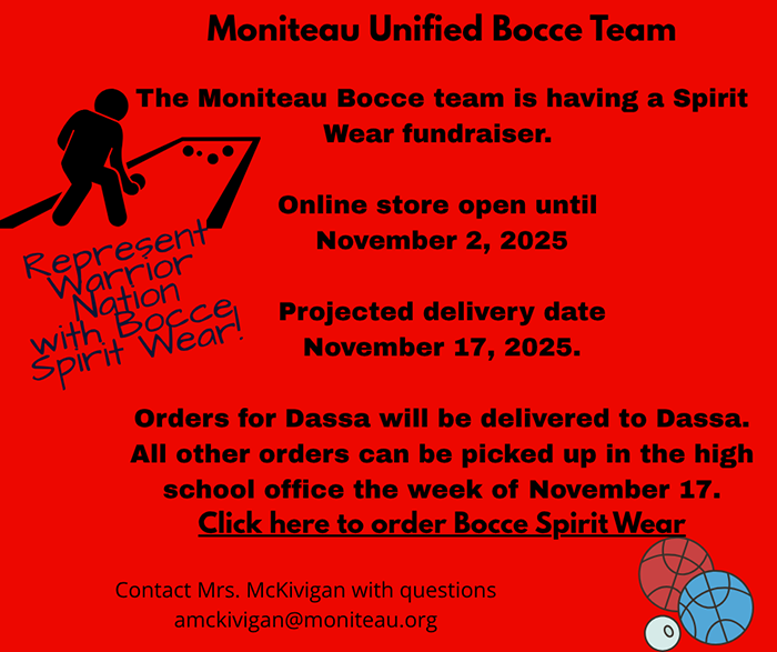 Bocce Spirit Wear Fundraiser Flyer