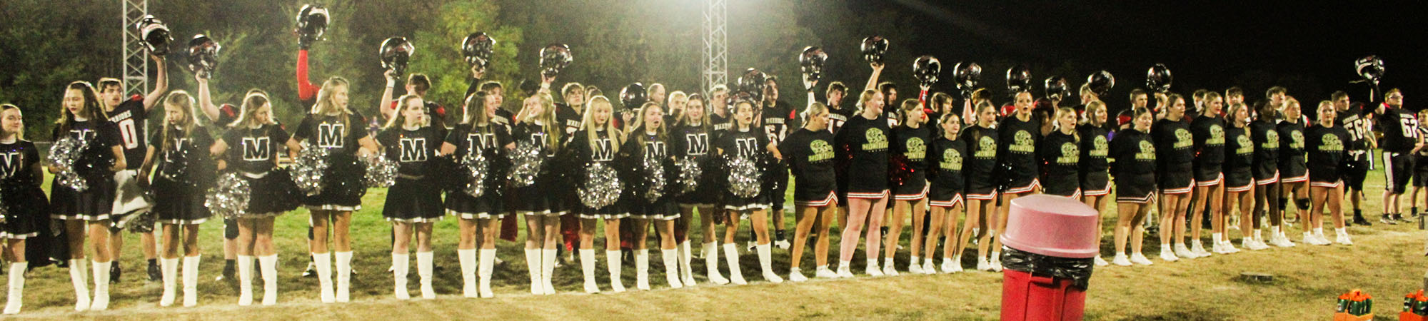 Cheerleaders on the football field cheering