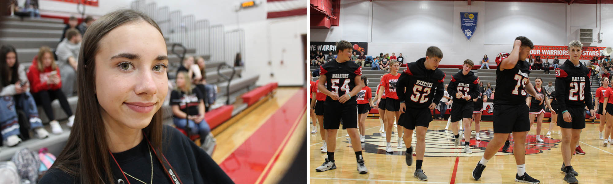 Photo collage of students in the gym