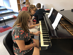 students in the music room