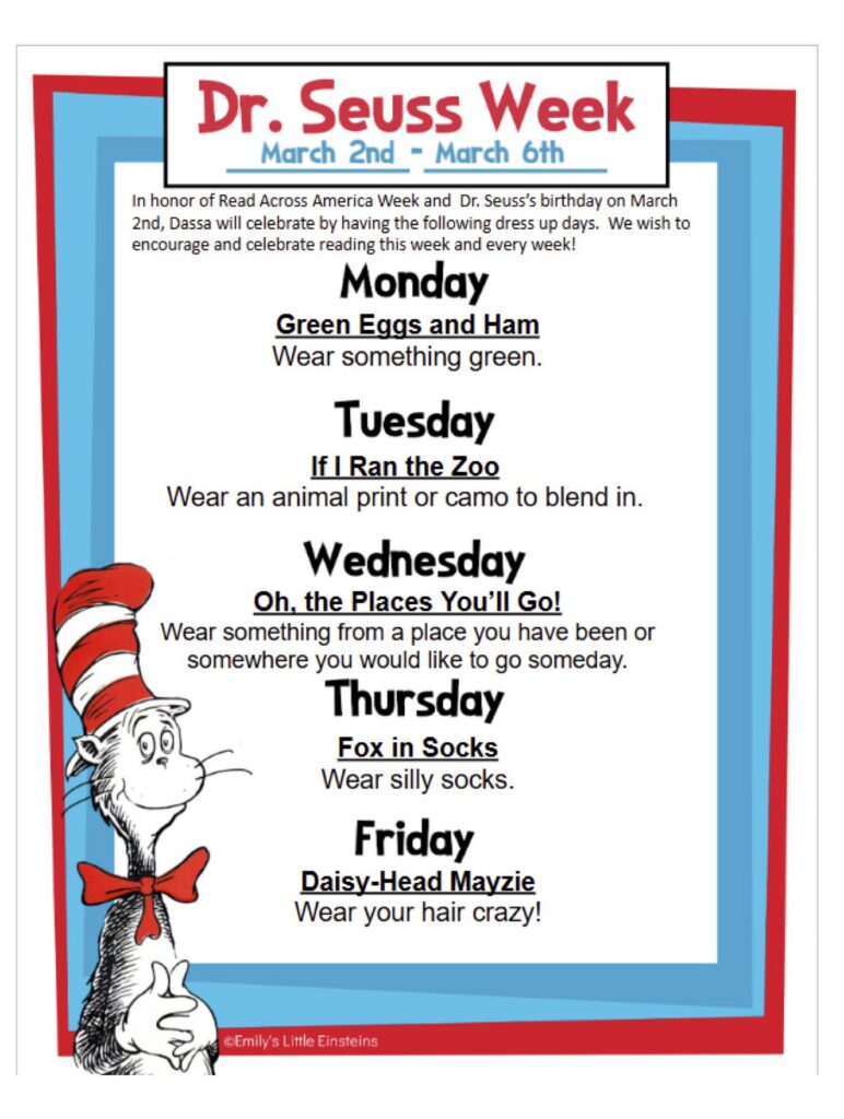 Dr. Seuss Week - March 2-6 Week flyer