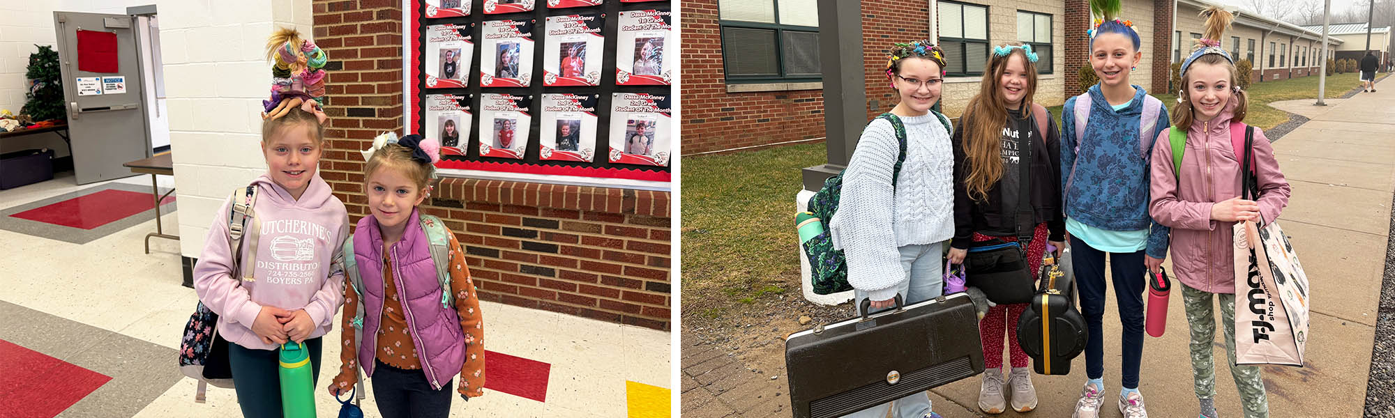 Photo collage of girls posing with crazy hair styles