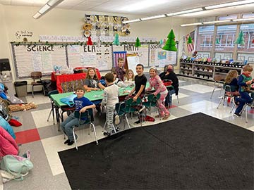 Students working together in class