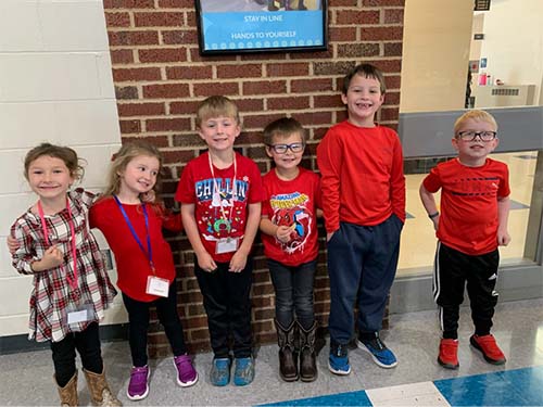 Students dressed in jammies