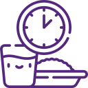 food, drink, and clock
