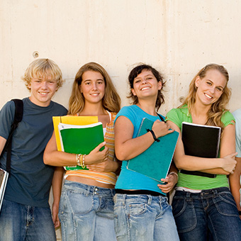 Group of happy high school students