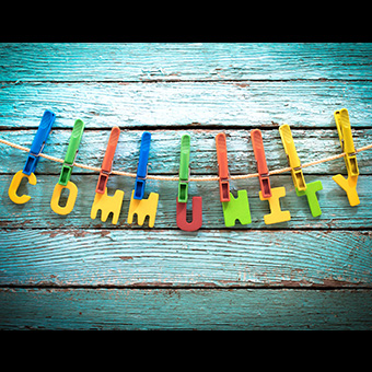 Community pinned with colorful pins