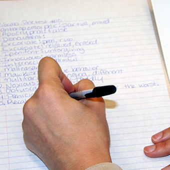 Student writing an assignment