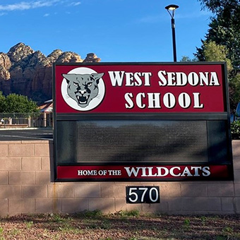 school news marquee sign