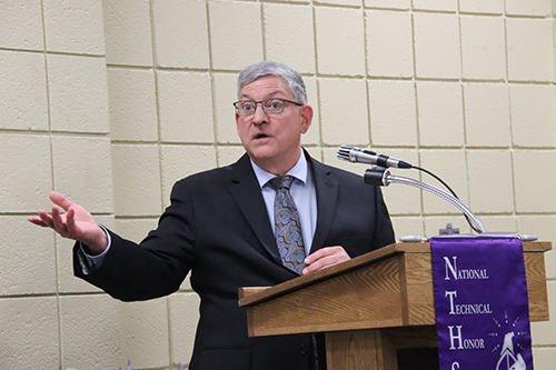 Guest speaker at the installation ceremony for the National Technical Honor Society
