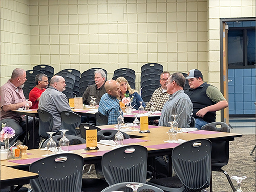 Dinner guests sitting at a table