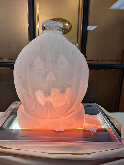 Ice sculpture of a pumpkin