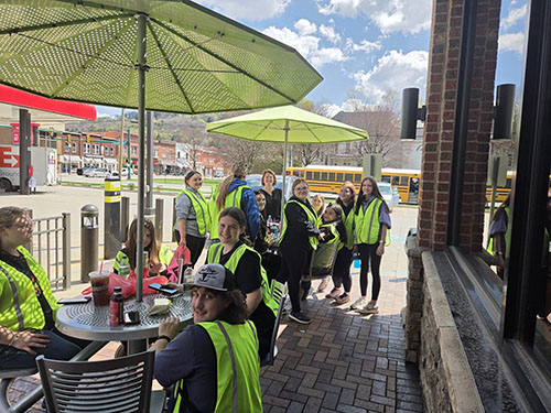 Group of students wearing safety vests