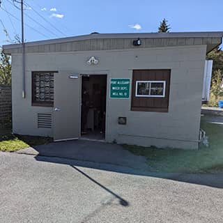 outside of building with door open