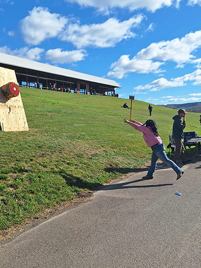 Student axe throwing