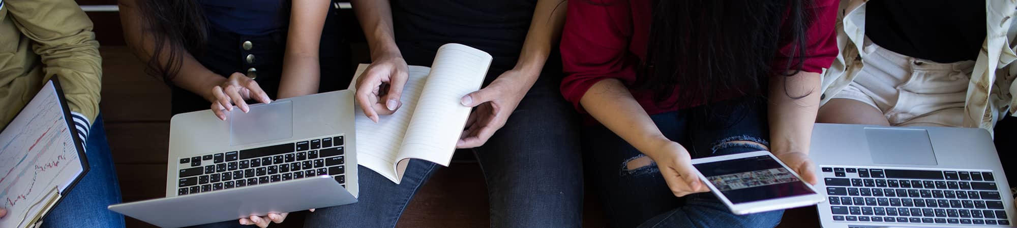 students working on laptops