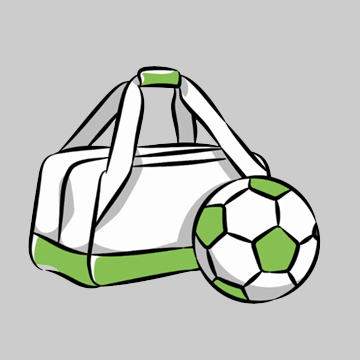 Drawing of a gym bag with a soccer ball