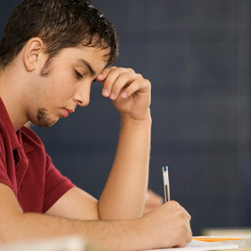 A student doing classwork