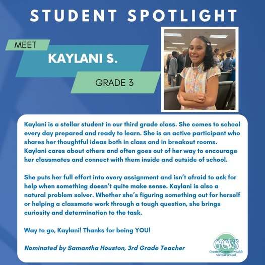 April 2025 Student Spotlight Kaylani