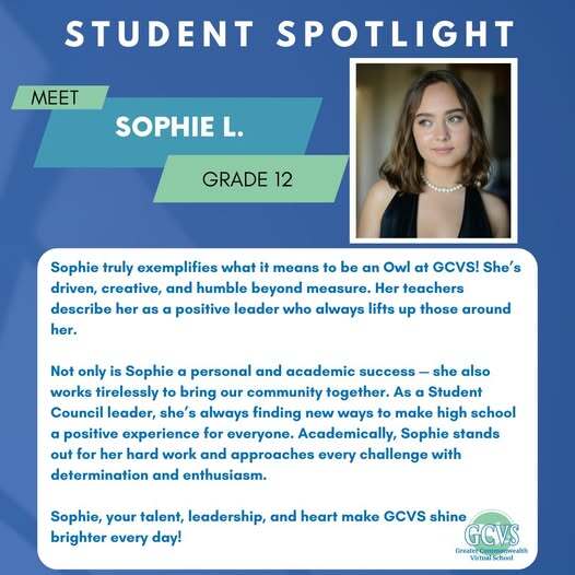 November 2025 High School Spotlight - Sophie L.