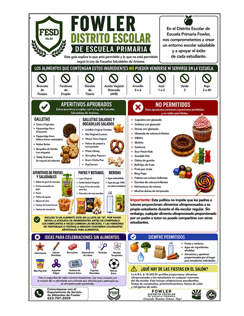 Arizona Healthy Schools Act Flyer in Spanish