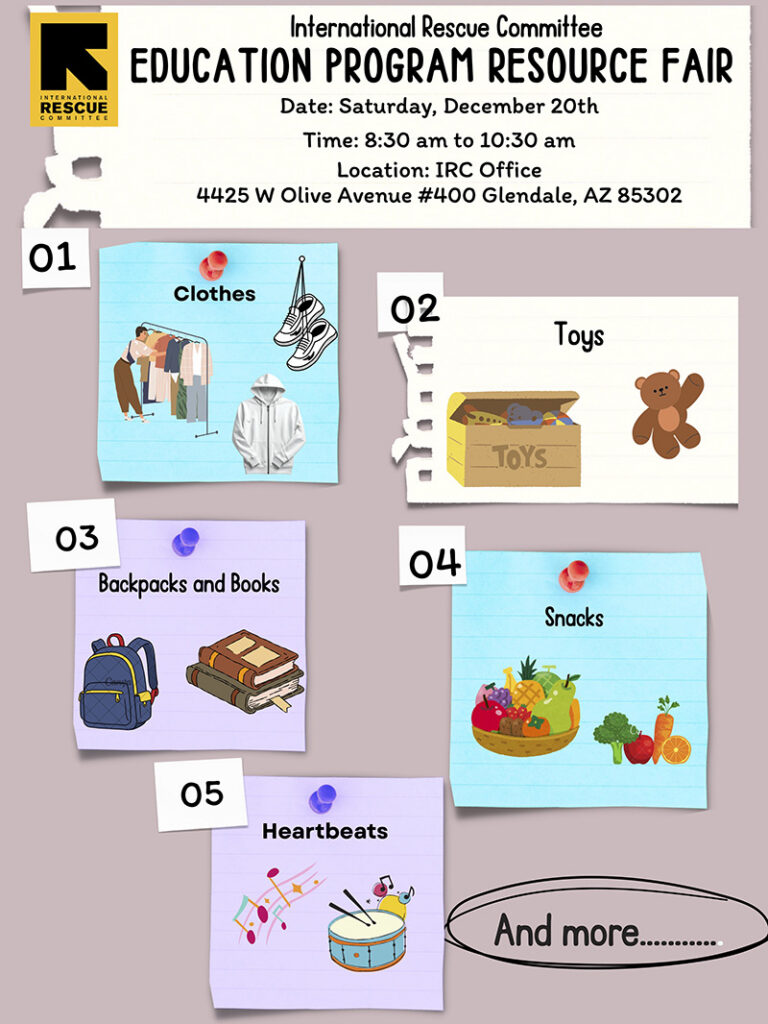 International Rescue Committee Educational Program Resource Fair flyer