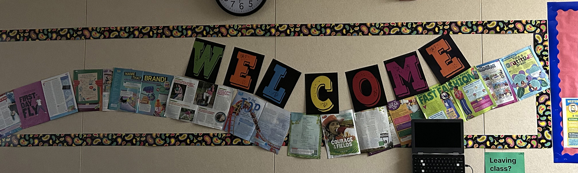 WVMS welcome in a hallway