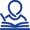 student outline writing in a book