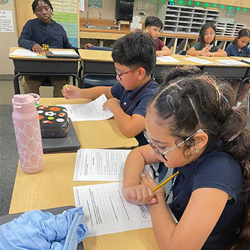 Students working on an assignment in class