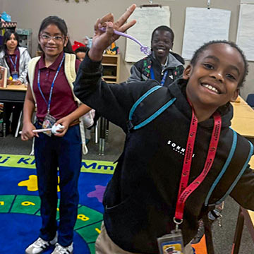 Students smiling in class
