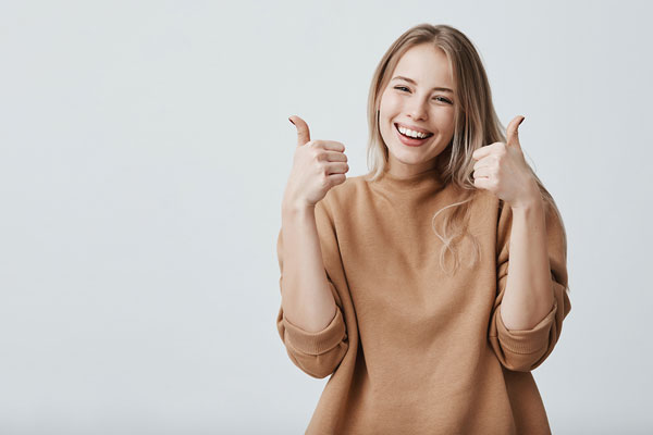 delighted young woman