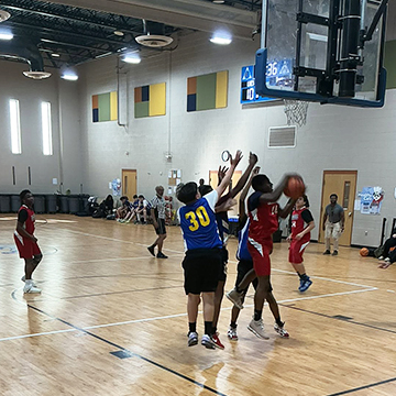 Basketball game in the gym