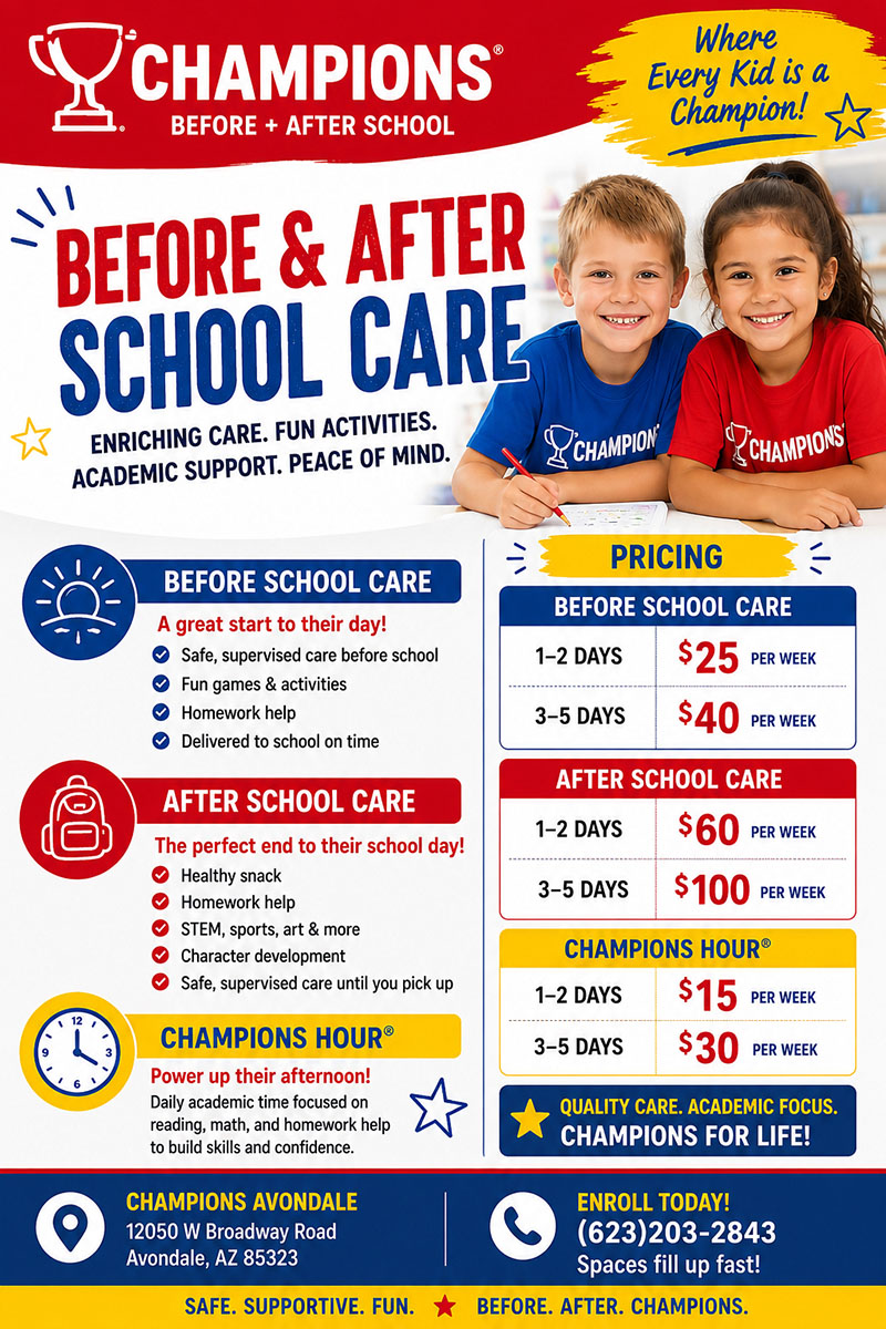 Champions Before & After School flyer