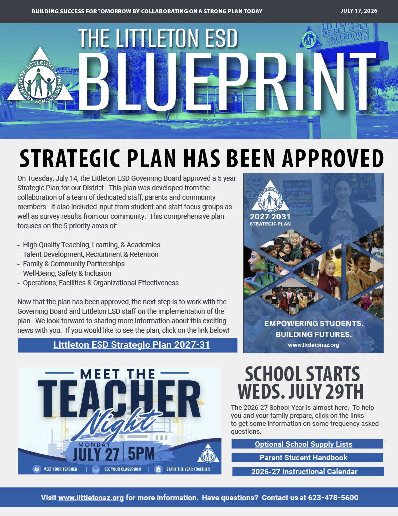 The Littleton ESD Blueprint newsletter for July 17, 2026