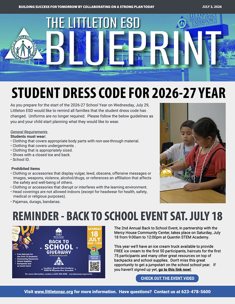The Littleton ESD Blueprint newsletter for July 3, 2026