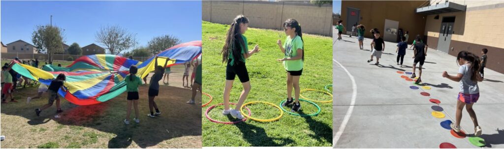 Photo collage of students enjoying field day at Collier