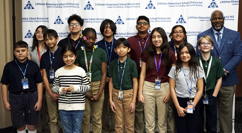 Group of students participating in the spelling bee