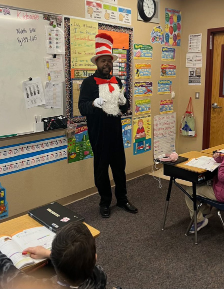 Mr. Bryant dressed as the Cat in the Hat