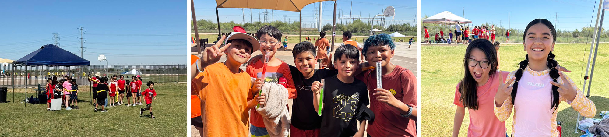 Photo collage of students engaged in fun outdoor activities